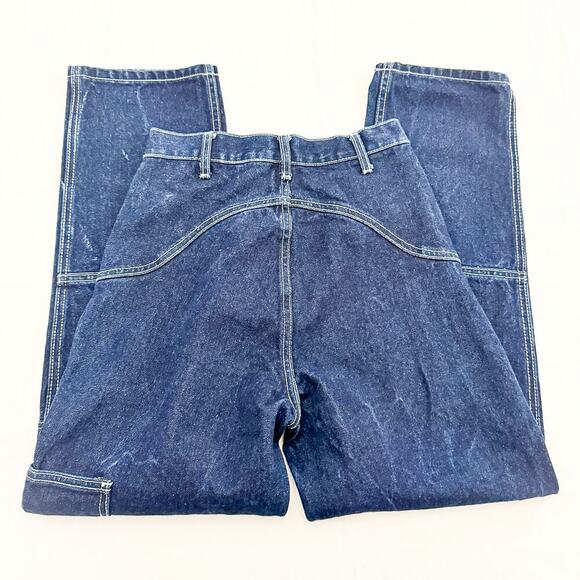 John Galt Dark Wash Straight Leg Contrast Stitch Denim Jeans Size Small - Picture 5 of 8